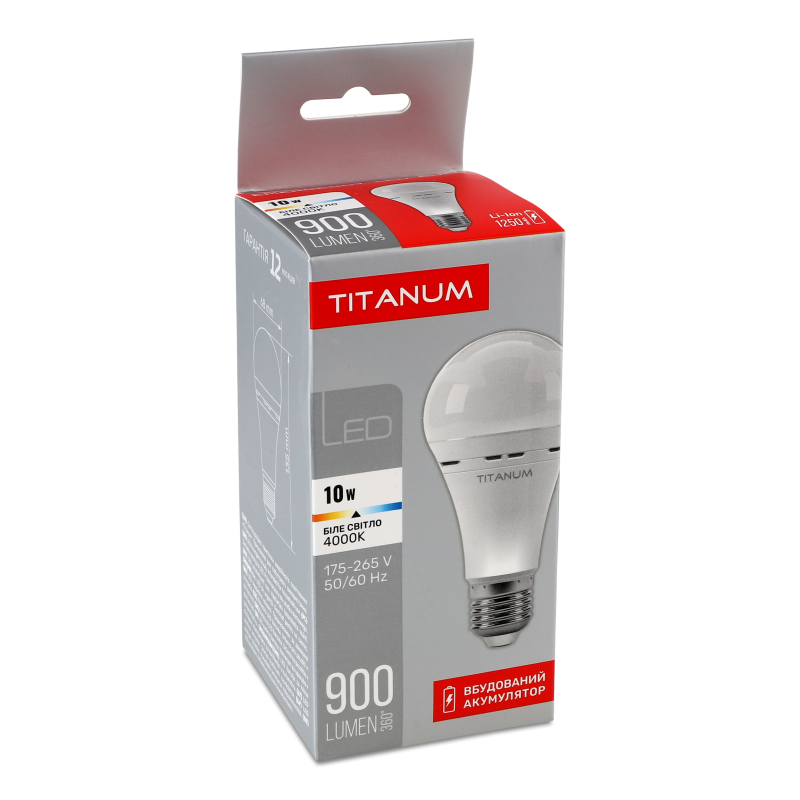 Лампа акумуляторна ЛЕД A68 10W E27 4000К Тітанум