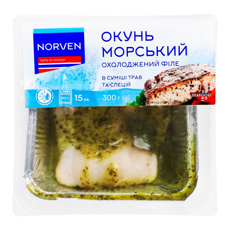 Окунь морський філе в суміші трав і спецій Norven охол п/у
