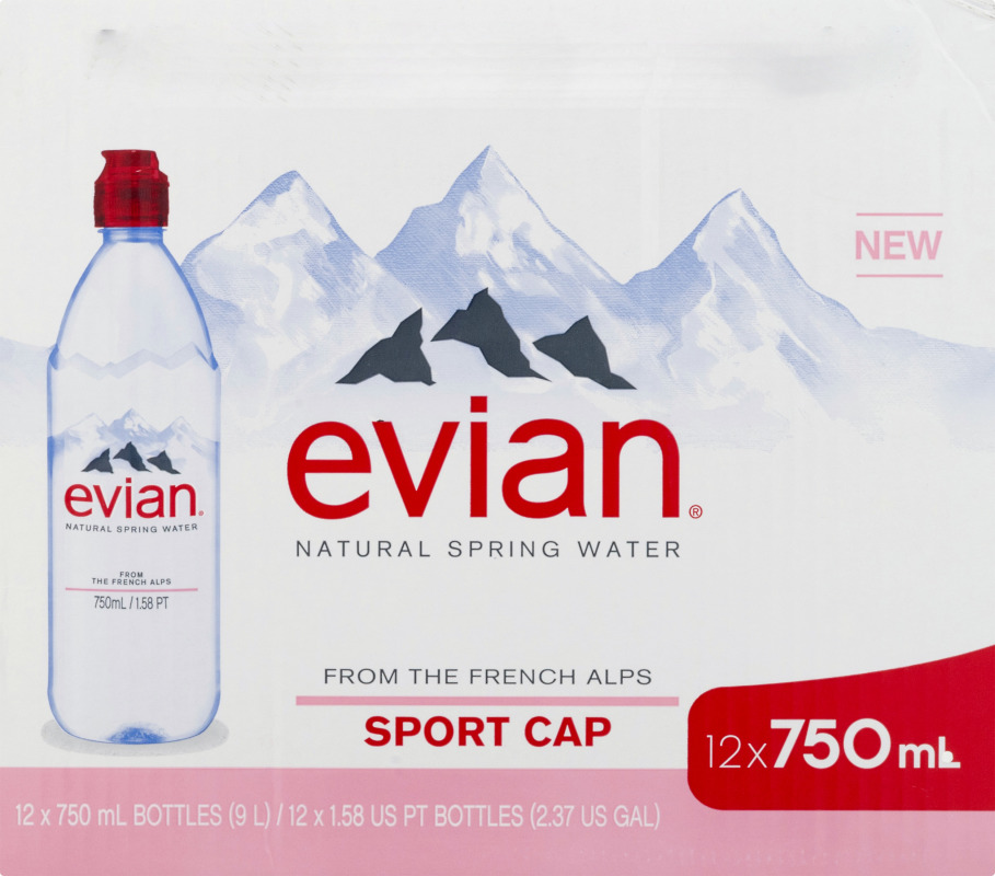 evian Natural Spring Water Sport Cap 12 CT evian(79298400168