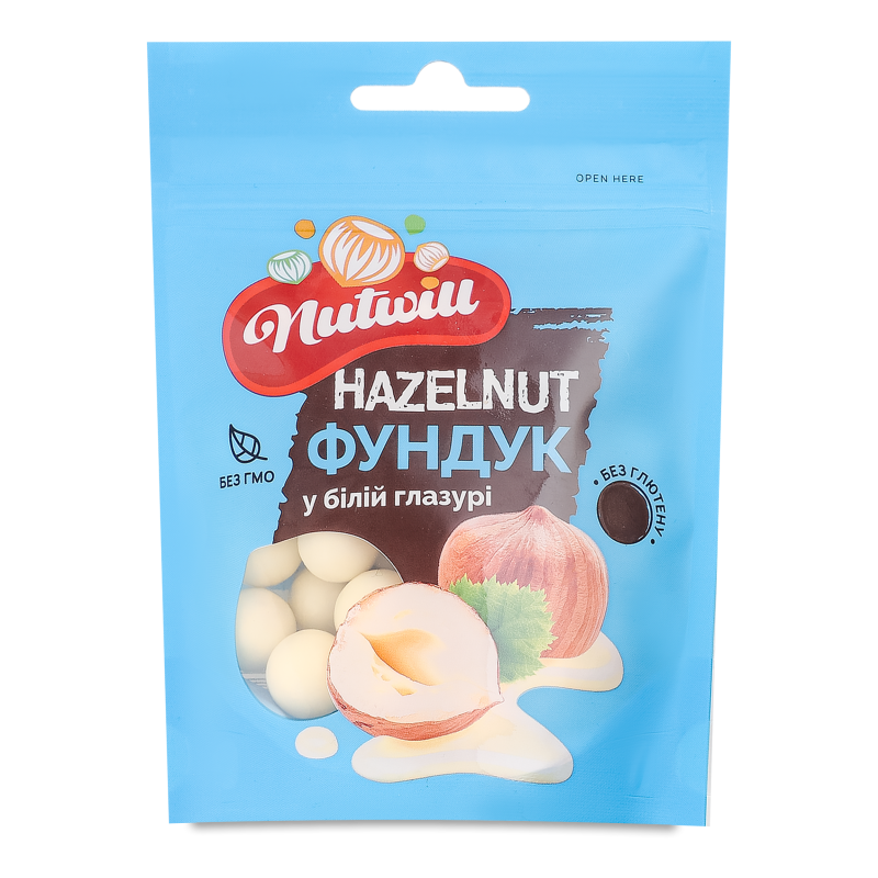 Фундук в білій глазурі 100г Nutwill