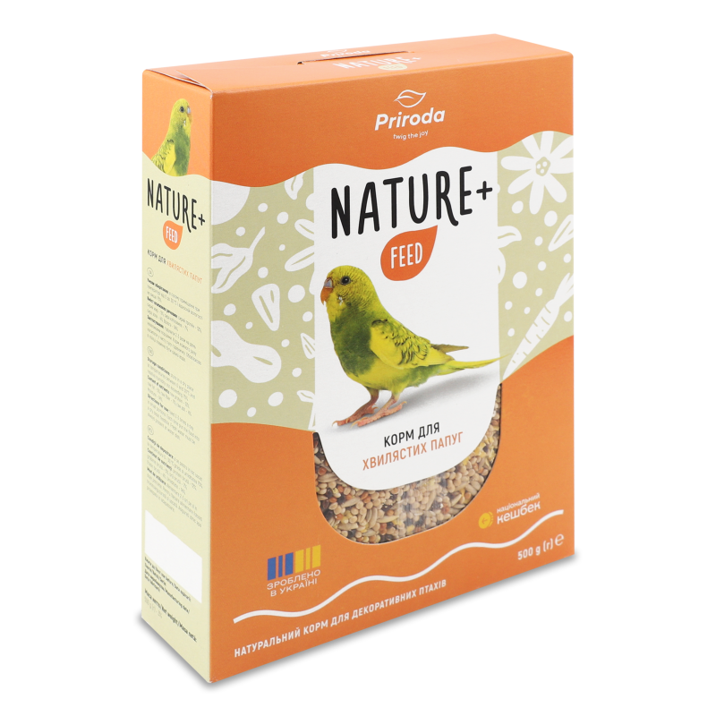 Корм д/хвилястих папуг Nature+feed 500г Природа