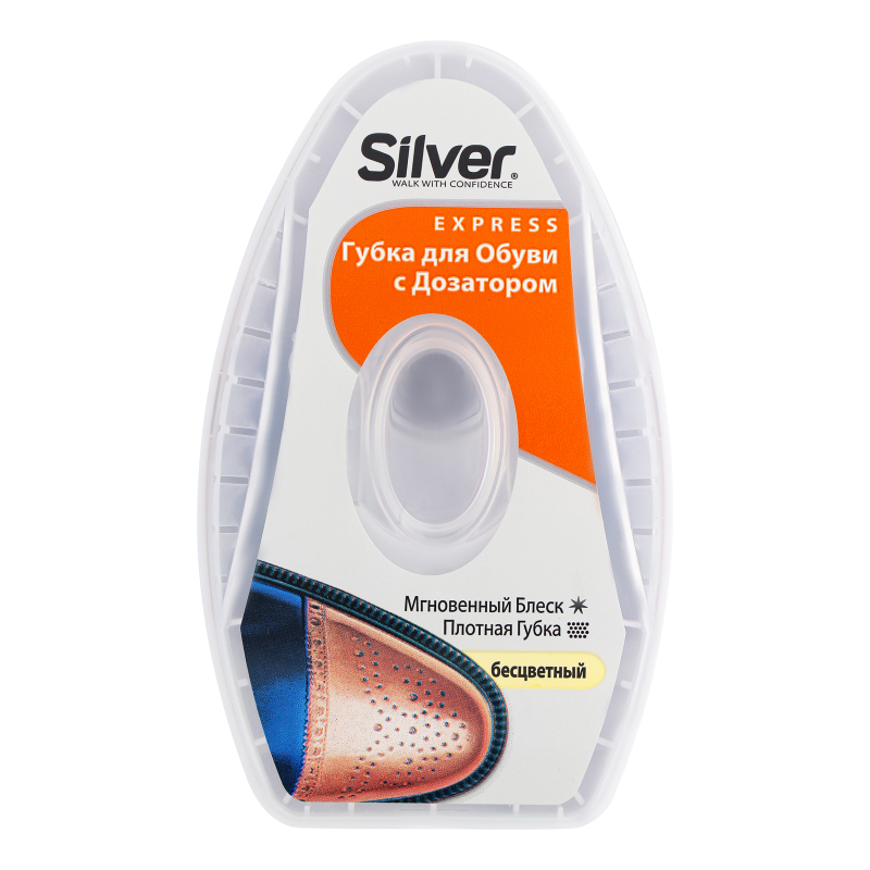 Губка-блеск для обуви с дозатором силикона бесцветная Silver 6мл Silver ...