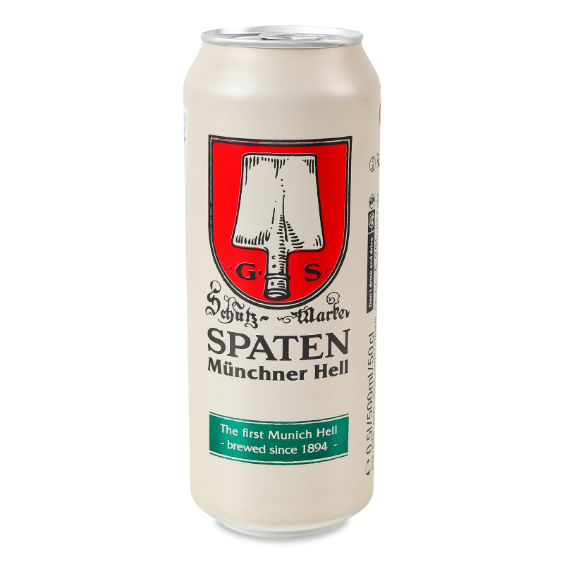 Пиво Munchner Hell світле 5,2% 0,5л ж/б Spaten