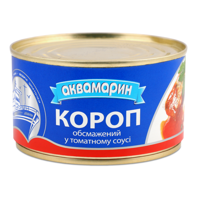 Короп обсмажений у томатному соусі 230г ж/б Аквамарин