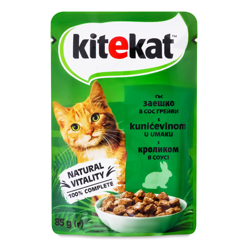 Корм д/дорослих котів з кроликом в соусі 85г пауч Kitekat