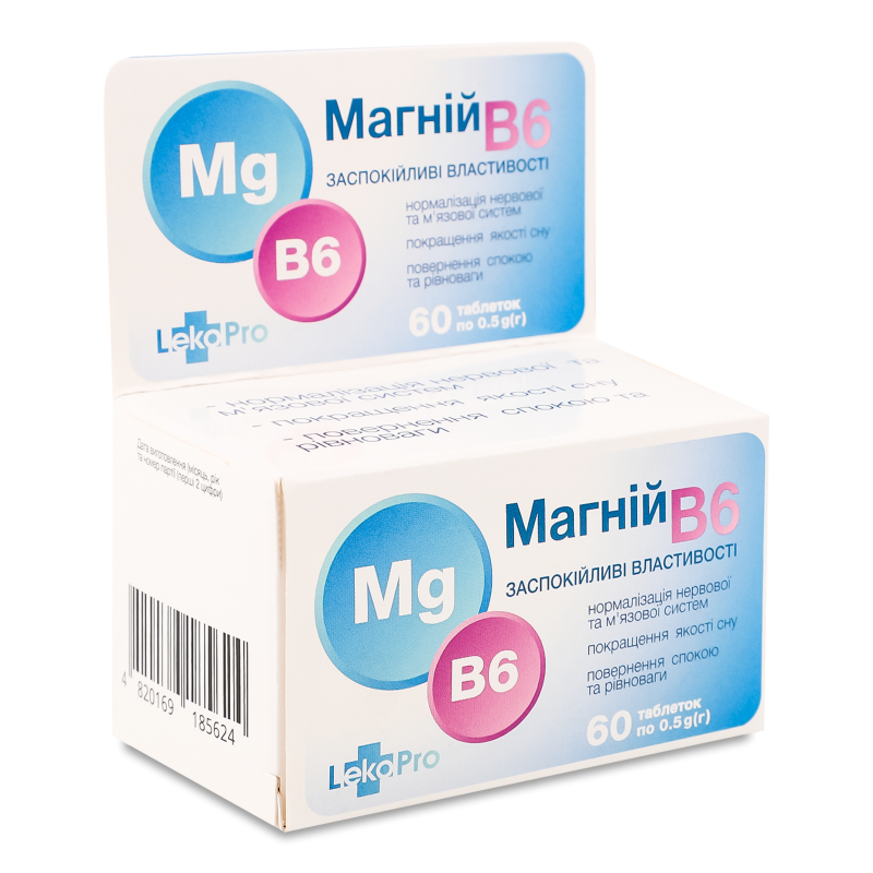 Добавка дієтична Магній В6 60пігулок ЛекоПро
