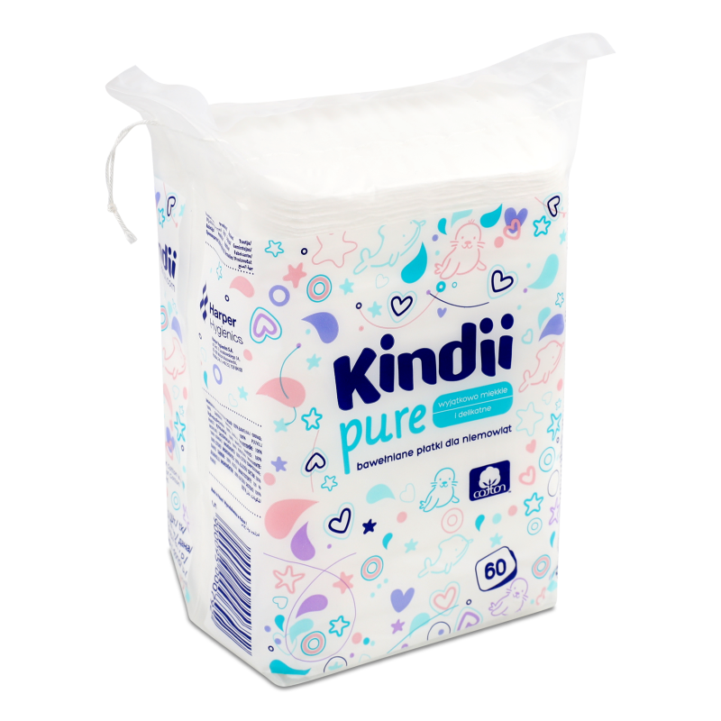 Диски ватні дитячі Пур квадратні 60шт Кіндіі