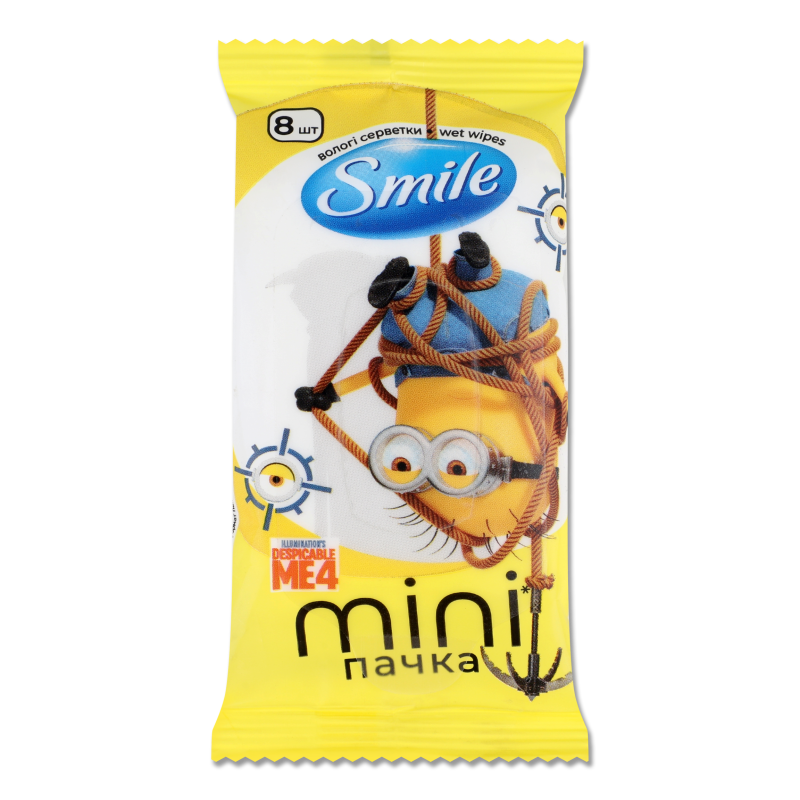 Серветки вологі Ліцензійні герої 8шт Смайл