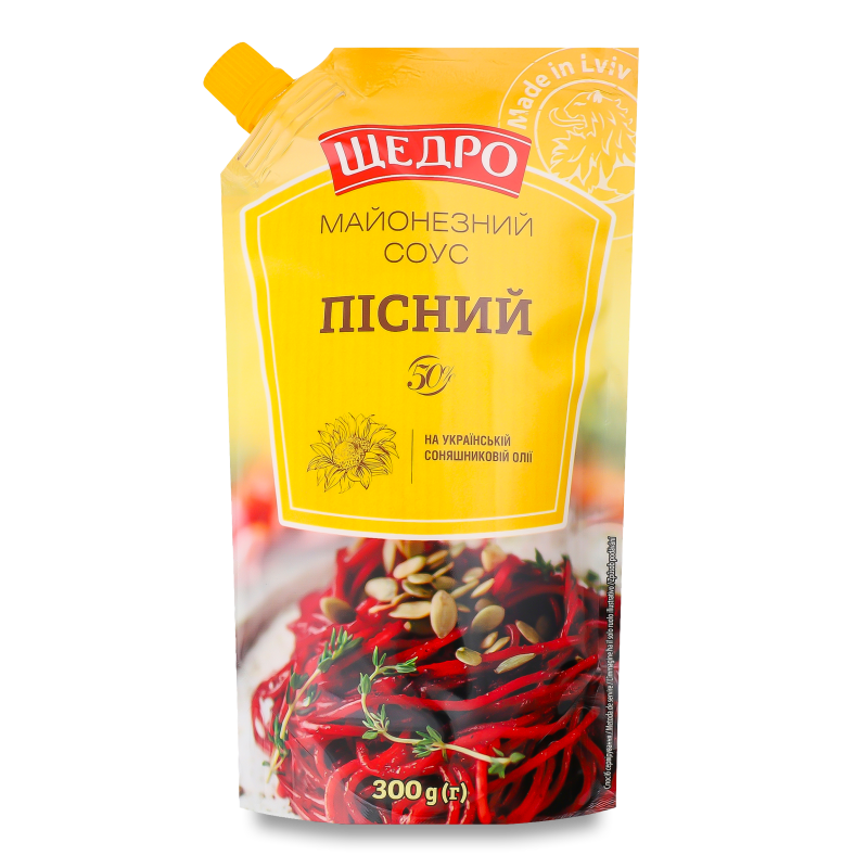 Соус майонезний Пісний 50% 300г д/п Щедро