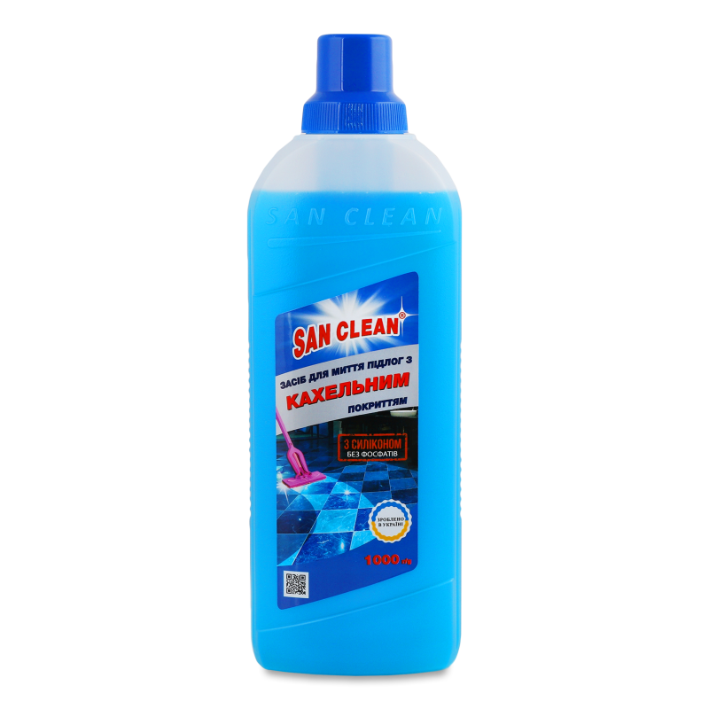 Засіб д/миття підлог з кахельним покриттям з силіконом 1000г Сан Клін