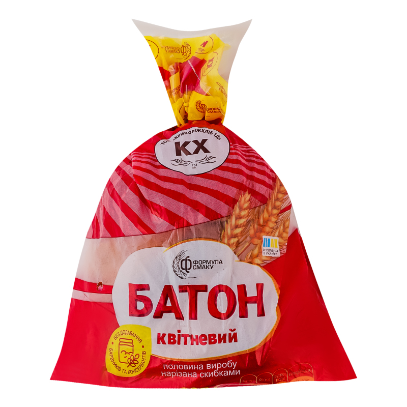 Батон половинка в нарізці Квітневий Формула смаку м/у