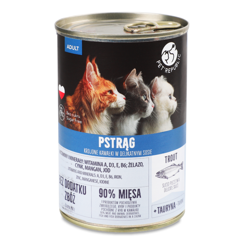 Корм д/котів Шматочки фореллі в соусі 400г ж/б Pet Republic