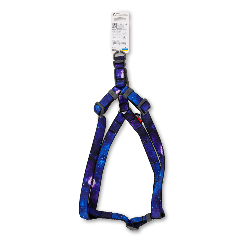 Шлея д/собак НАСА з QR паспортом нейлон пластиковий фастекс р.M 20мм L50-80см 4801-0148 ВауДог