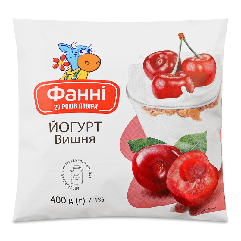 Йогурт питний Вишня 1% 400г п/е Фанні