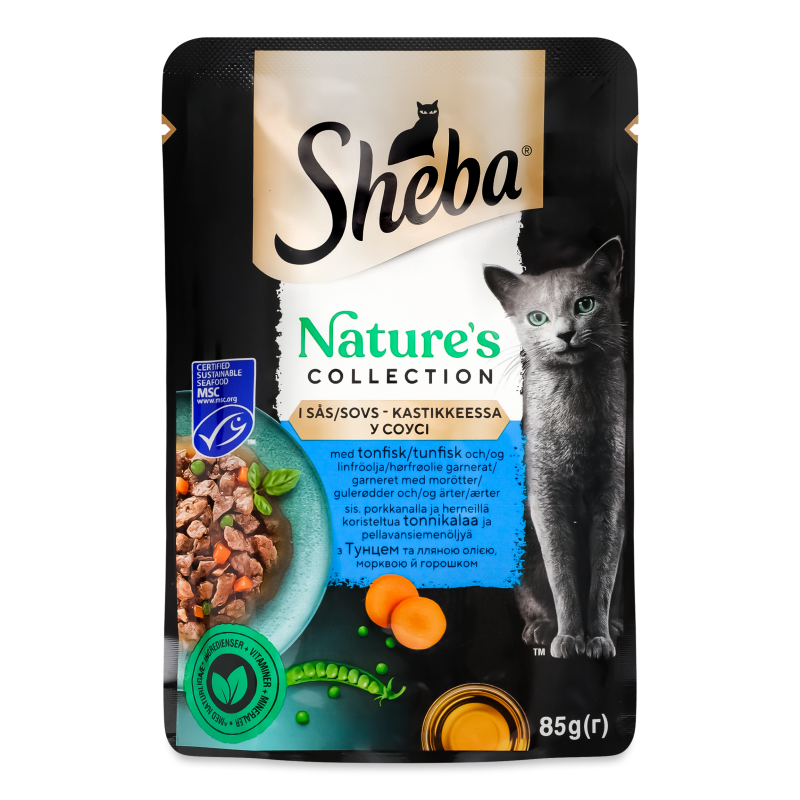 Корм д/котів Nature”s Collection з тунцем лляною олією та горошком в соусі 85г пауч Sheba