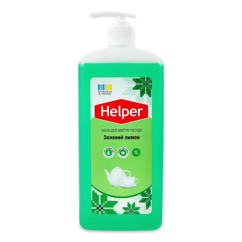 Засіб д/миття посуду Зелений лимон 1л Хелпер