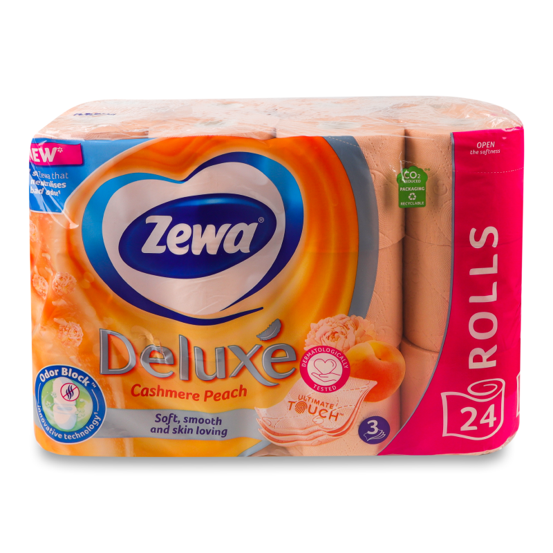 Папір туалетний Deluxe Персик 3шари 24шт Zewa