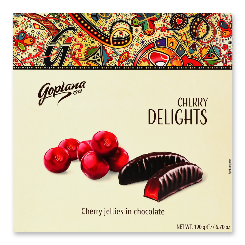 Мармелад жувальний Делайтс з смаком вишні в шоколаді 190г Коліан