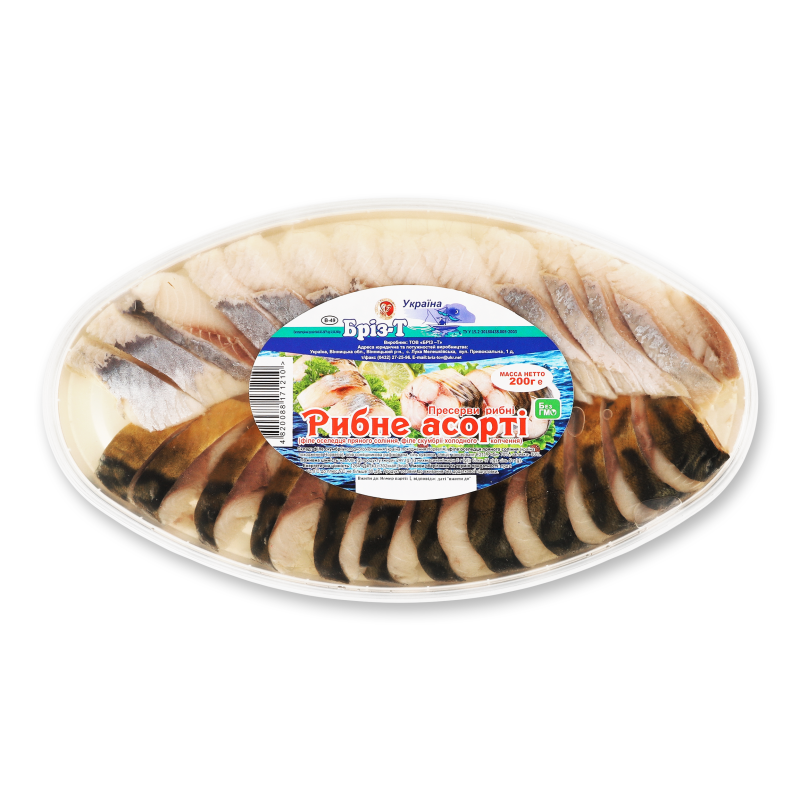 Асорті рибне Оселедець філе п/п та скумбрія філе х/к 200г Бріз-Т