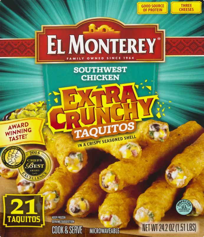 El Monterey Extra Crunchy Taquitos Southwest Chicken 21 CT El