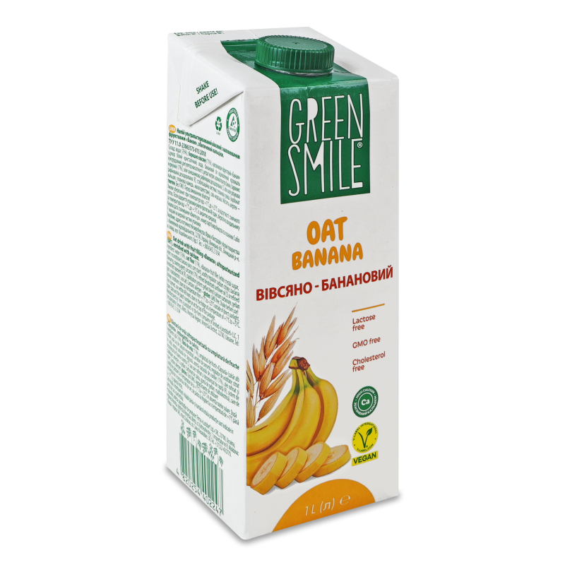 Напій вівсяний з наповнювачем Банан ультрапастеризований 1,5% 1л т/брік Green Smile