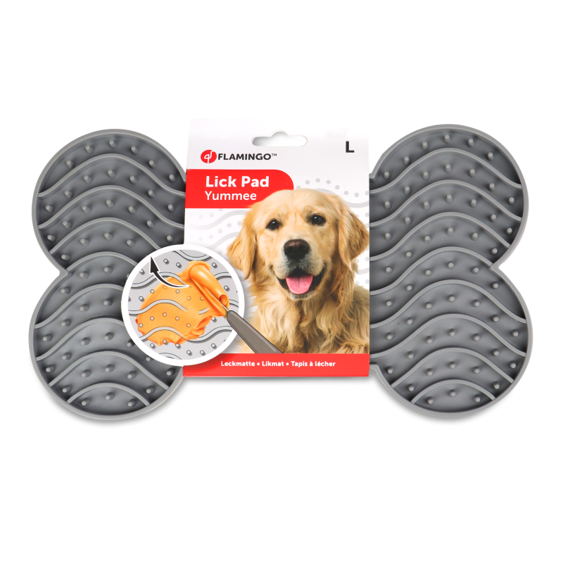 Килимок д/лизання ласощів Yummee силікон на присосках сірий 29,8см 520214 Flamingo