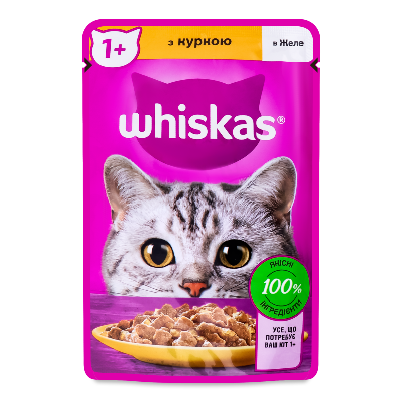 Корм д/дорослих котів з курою в желе 85г пауч Whiskas