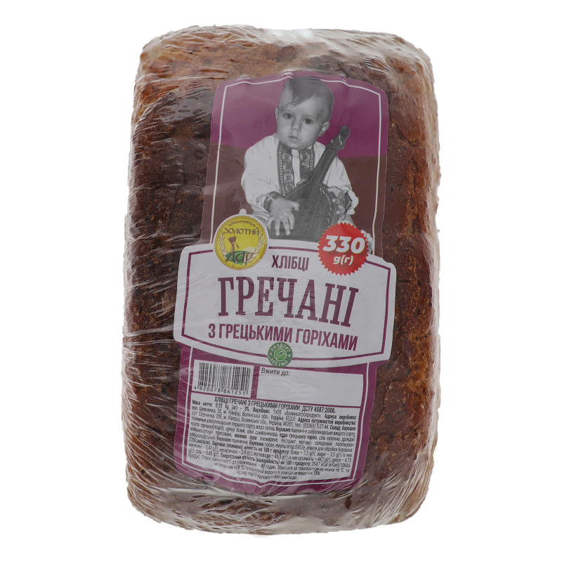 Хлебці гречані з грецькими горіхами Золотий дар м/у