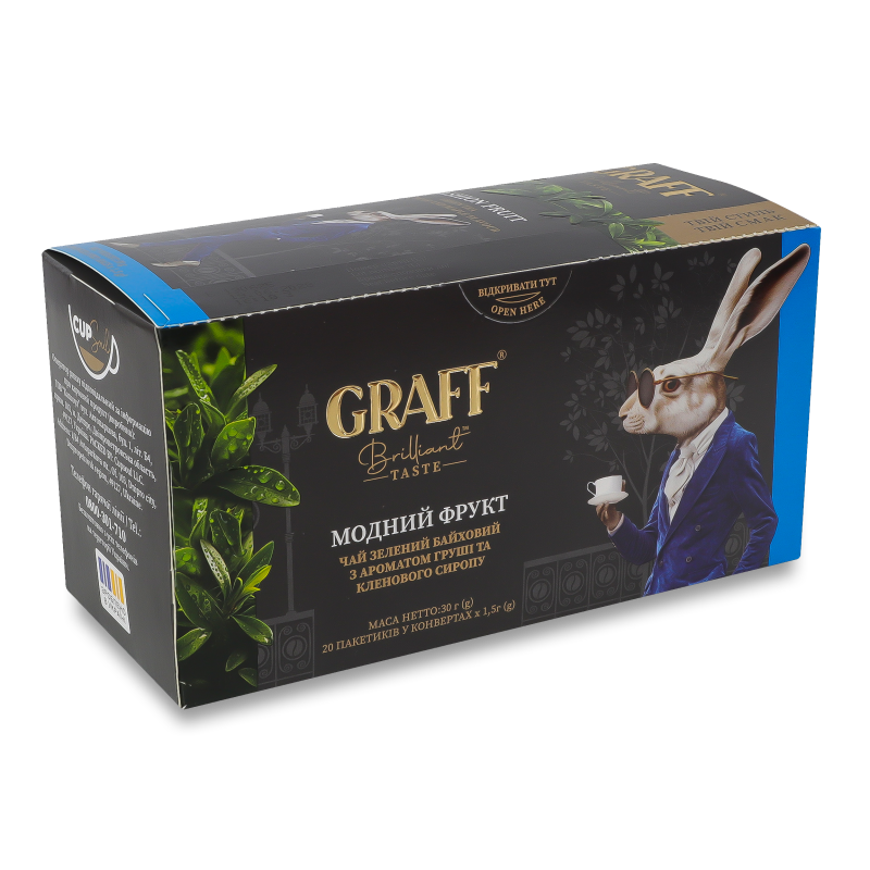 Чай Модний фрукт зелений з ароматом груші та кленового сиропу 20*1,5г Graff