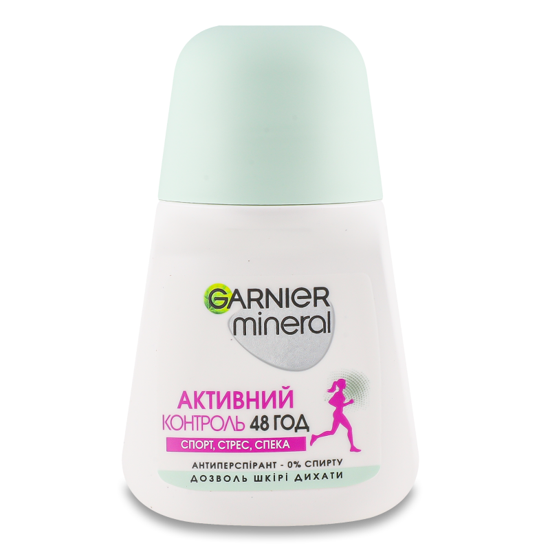Дезодорант Мінерал Активний контроль Спорт Стресс кульковий 50мл Garnier