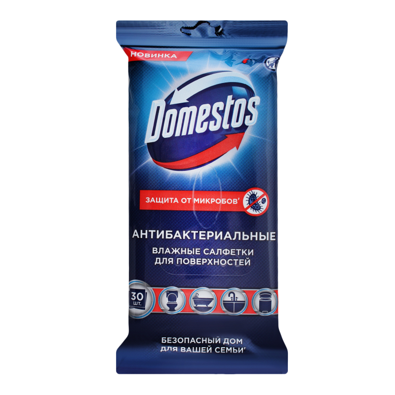Салфетки влажные антибактериальные для очистки поверхностей Domestos ...