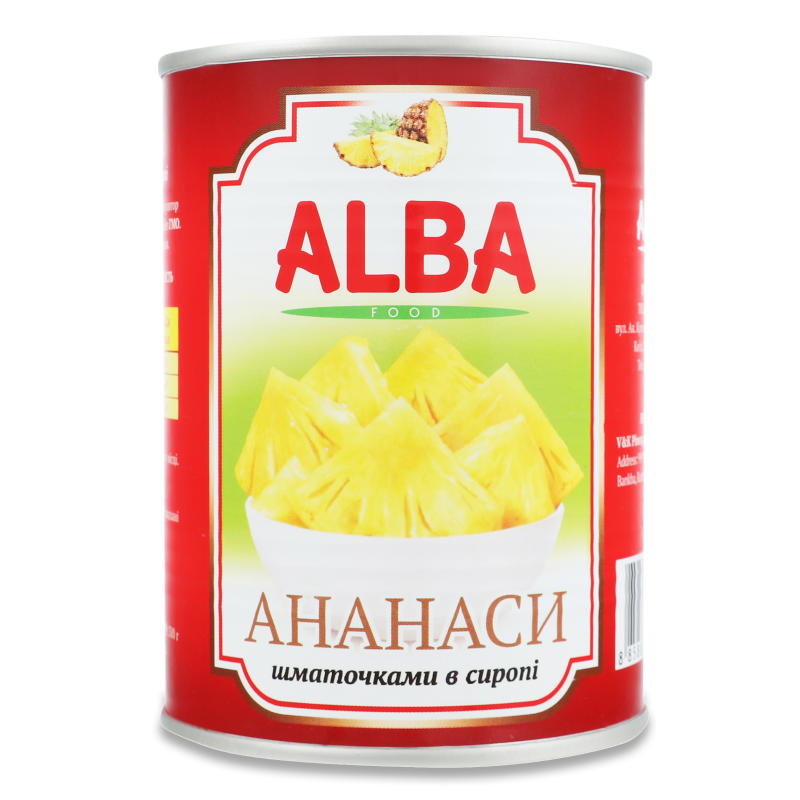 Ананас шматочками в сиропі 580мл ж/б Альба Фуд