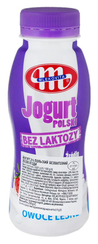 Йогурт 2% безлактозний Лісові ягоди Mlekovita п/пл
