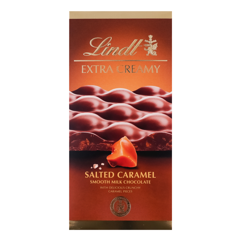 Шоколад молочный с карамелью и морской солью Extra creamy Lindt к