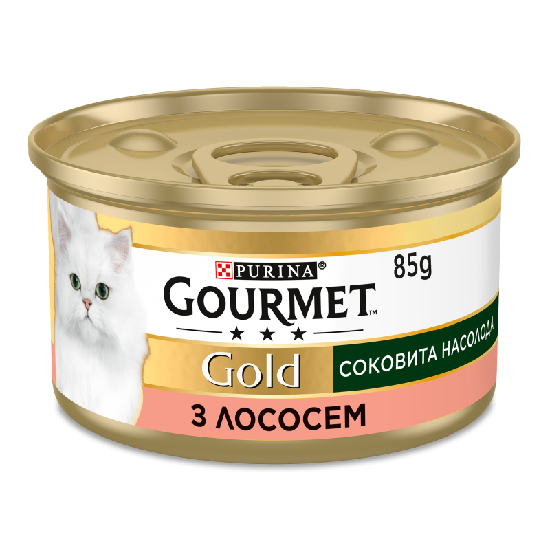 Корм д/котів Голд Соковита насолода з лососем 85г ж/б Гурме