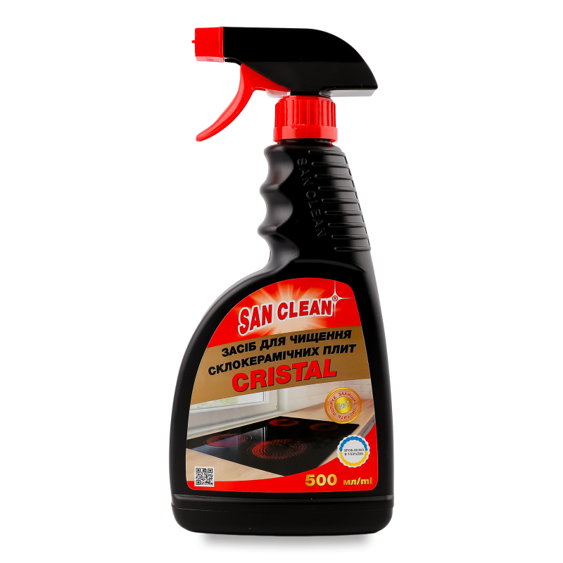 Засіб чистячий Крістал 3в1 д/склокерамічних плит панелей та поверхонь 500мл Сан Клін