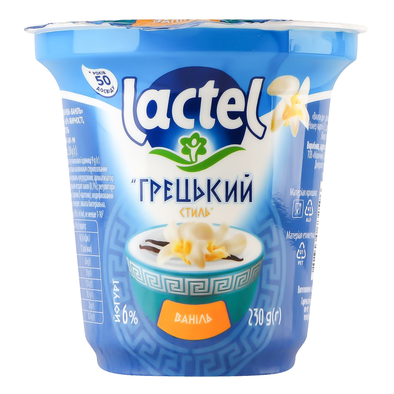 Йогурт 6% Ваніль Грецький стиль Lactel ст