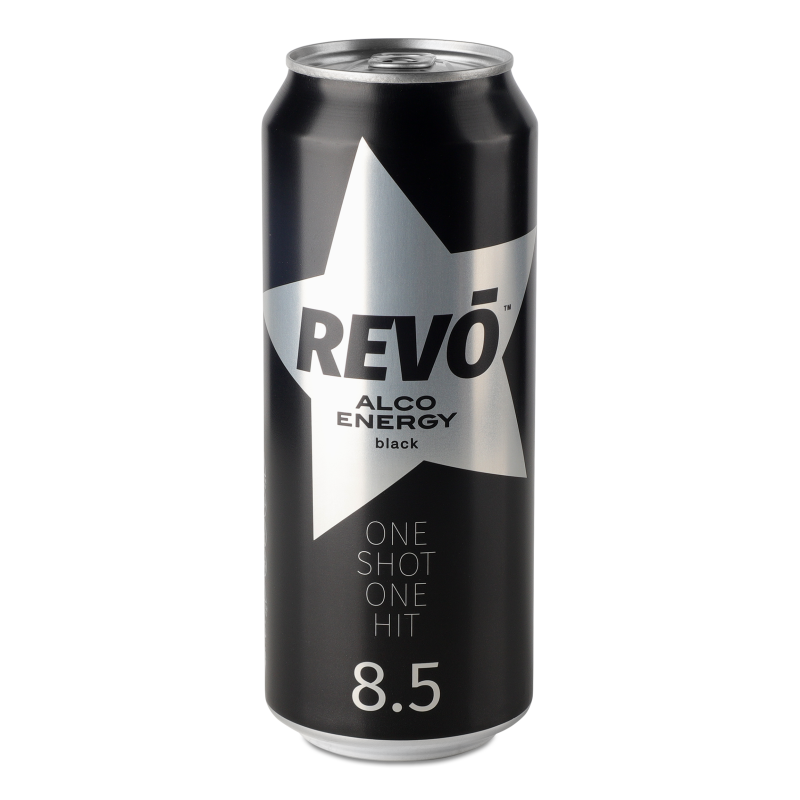 Напій енергетичний слабоалкогольний Black сильногазований 8,5% 0,5л ж/б Revo