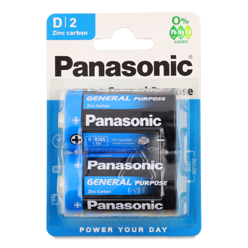 Елемент живлення Дженерал Пьорпіз D R20ВЕ/2ВР сольовий 2шт блістер Панасонік