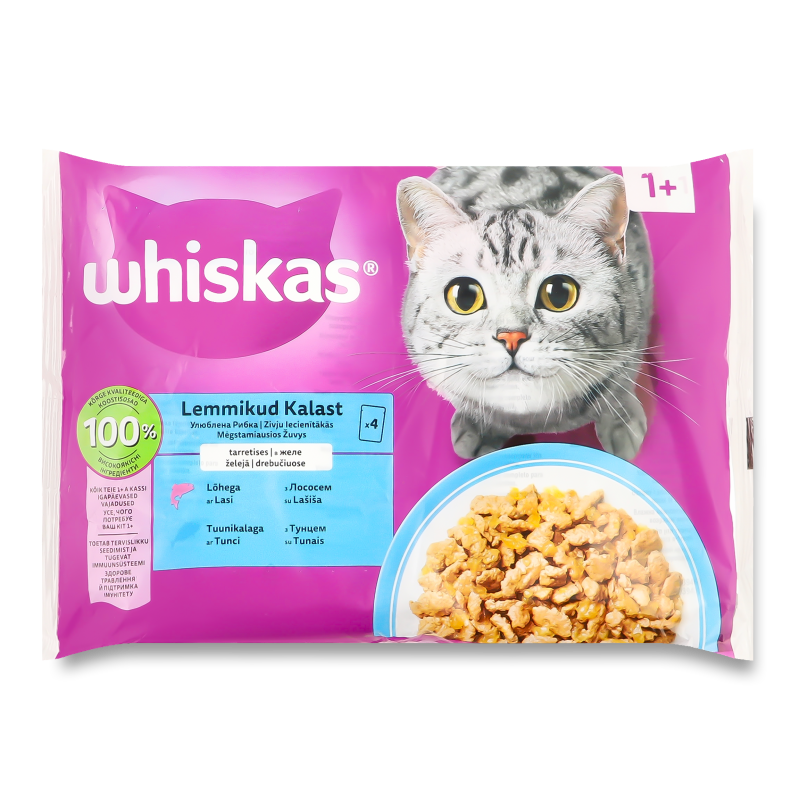 Корм д/дорослих котів Тунець Лосось в желе 4*85г пауч Whiskas