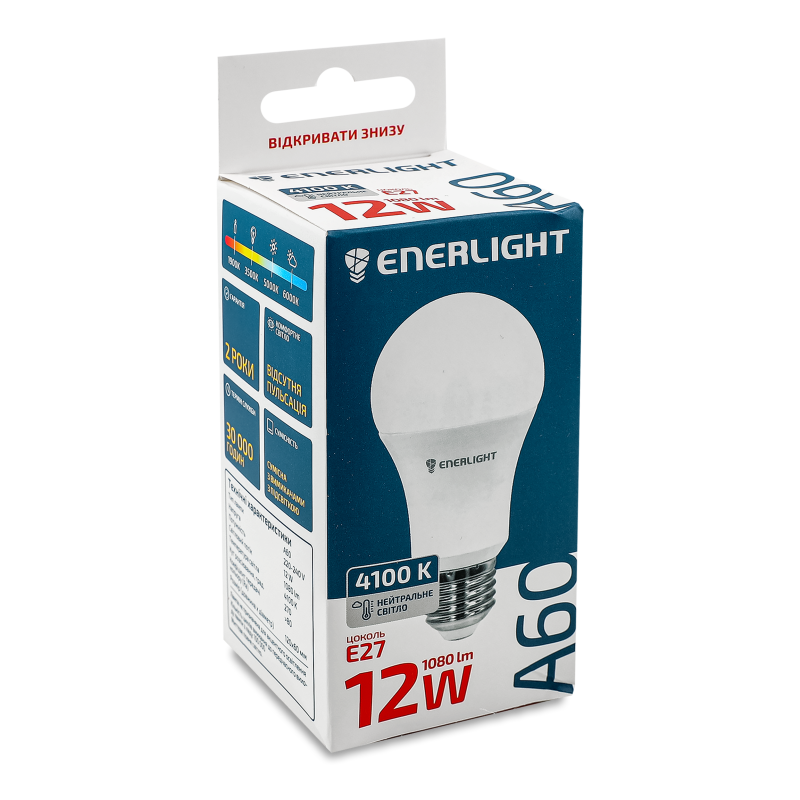 Лампа світлодіодна A60 12Вт 4100K E27 Enerlight