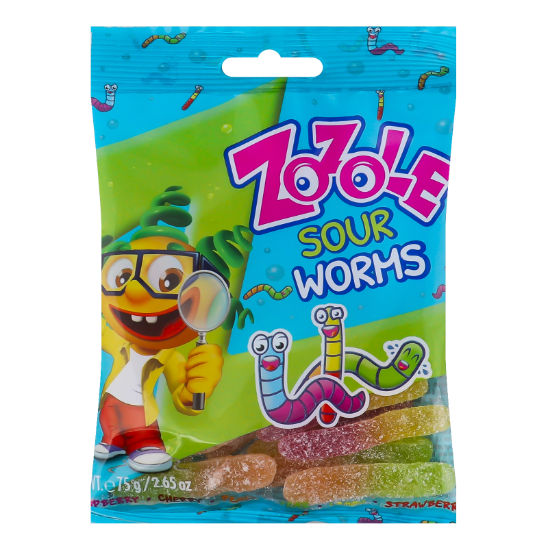 Конфеты желейные Sour worms Zozole м/у 75г Zozole(5900353301555 ...