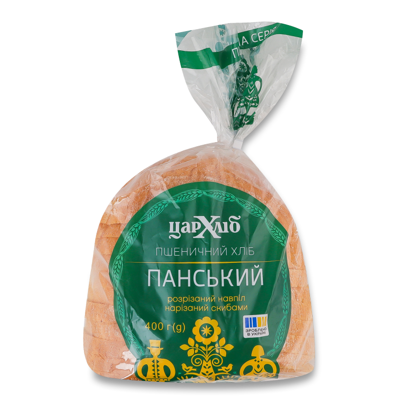 Хліб Панський половинка нарізаний скибками 400г плівка Цар хліб