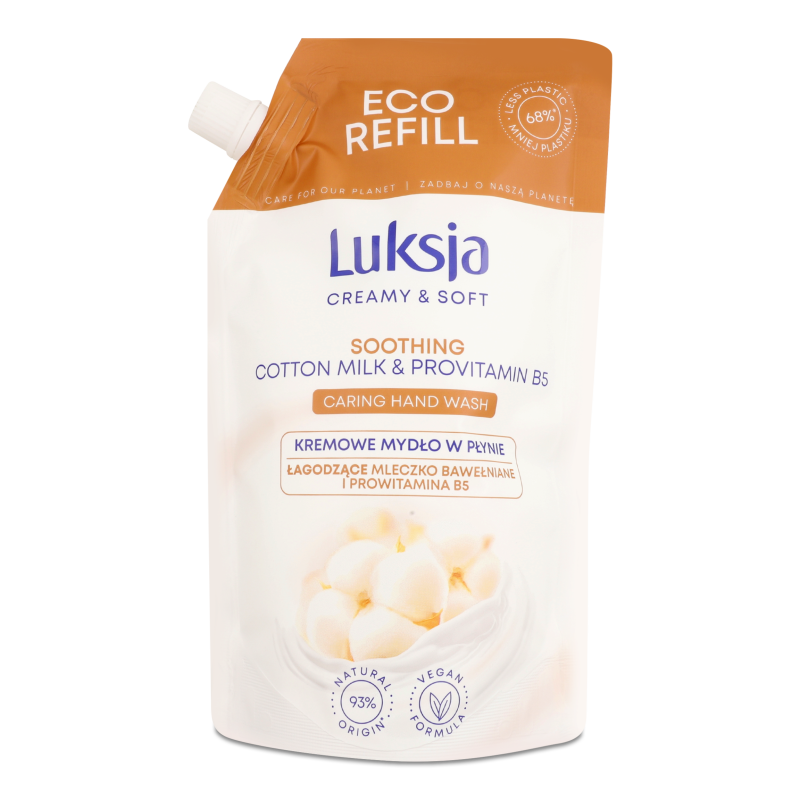 Крем-мило рідке Бавовняне молоко та провітамін В5 400мл д/п Luksja Creamy&Soft