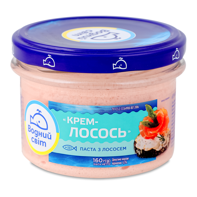 Паста рибна Крем-лосось з лососем 160г твіст/б Водний світ