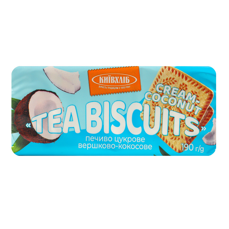 Печиво цукрове вершково-кокосове Tea biscuits Київхліб м/у