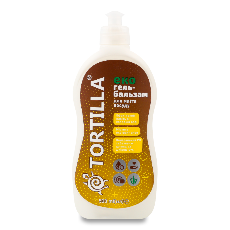 Гель-бальзам д/миття посуду Еко Екстракт алое та липи 500мл Тортілла