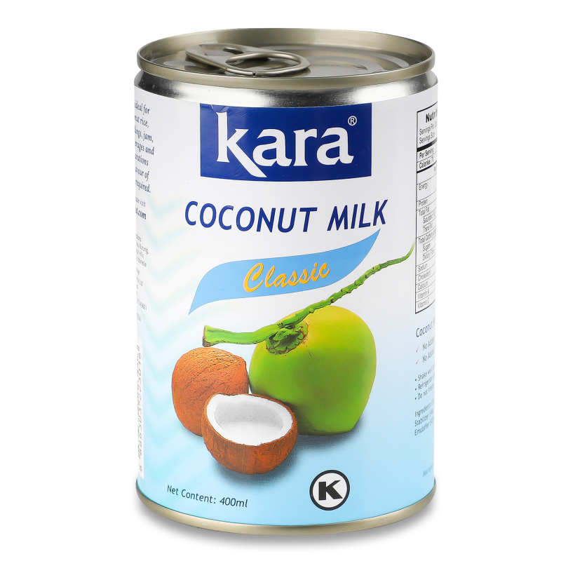 Молоко кокосове натуральне 17% 400мл ж/б Kara