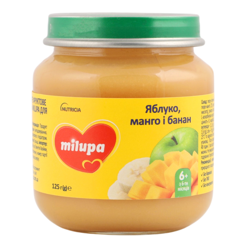 Пюре для дітей від 6міс фруктове Яблуко-манго-банан Milupa с/б