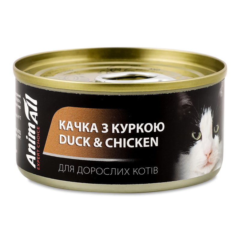 Корм д/дорослих котів з качкою та куркою 80г ж/б AnimAll